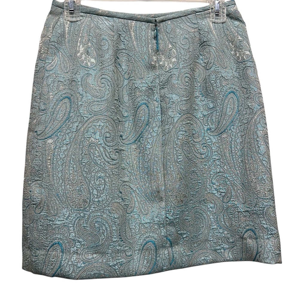 Vintage Nipon Boutique Blue Paisley Pencil Skirt Lined Women’s Sz 6 shimmery - Picture 4 of 8